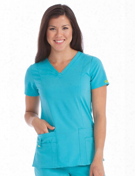 Med Couture Activate In-motion Scrub Top - Aquamarine - Female - Women's Scrubs