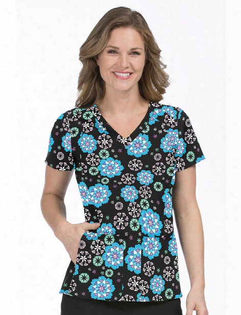 Med Couture Activate In The Mix Refined Scrub Top - Print - Female - Women's Scrubs