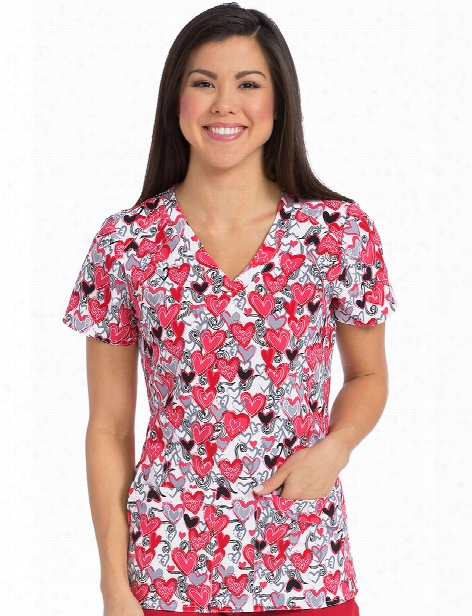 Med Couture Activate Pure Love Refined Scrub Top - Print - Female - Women's Scrubs