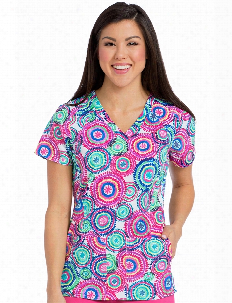 Med Couture Activate Tie-dye Mirage Refined Scrub Top - Print - Female - Women's Scrubs