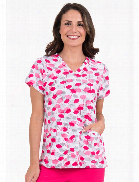 Med Couture Air Poppy Petals Sky High Scrub Top - Print - Female - Women's Scrubs