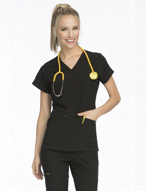 Med Couture Air Sky High Scrub Top - Black-apple - Female - Women's Scrubs