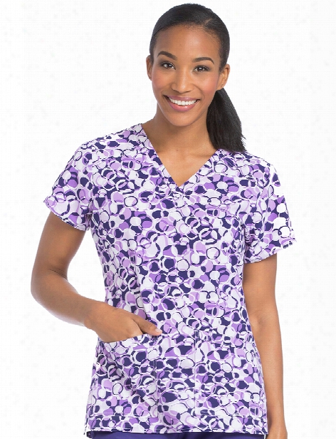 Med Couture Air Spheres Of Grape Sky High Scrub Top - Print - Female - Women's Scrubs