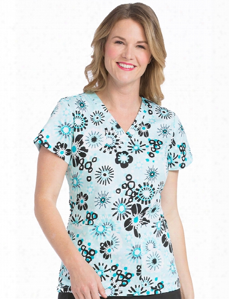 Med Couture Breezy Blooms Valerie Scrub Top - Print - Female - Women's Scrubs