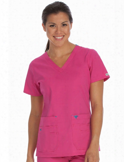 Med Couture Flex-it Scrub Top - Azalea-harbor Blue - Female - Women's Scrubs