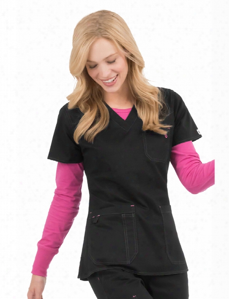 Med Couture Mc Niki Scrub Top - Black - Female - Women's Scrubs