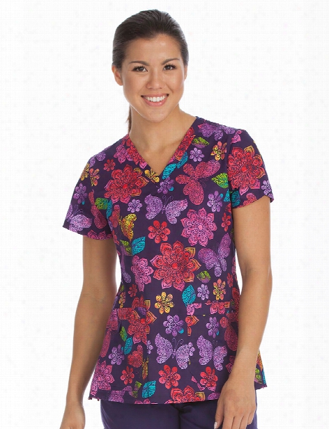 Med Couture Mc Sweet Nature Niki Scrub Top - Print - Female - Women's Scrubs