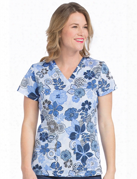 Med Couture Showers Of Flowers Valerie Scrub Top - Print - Female - Women's Scrubs