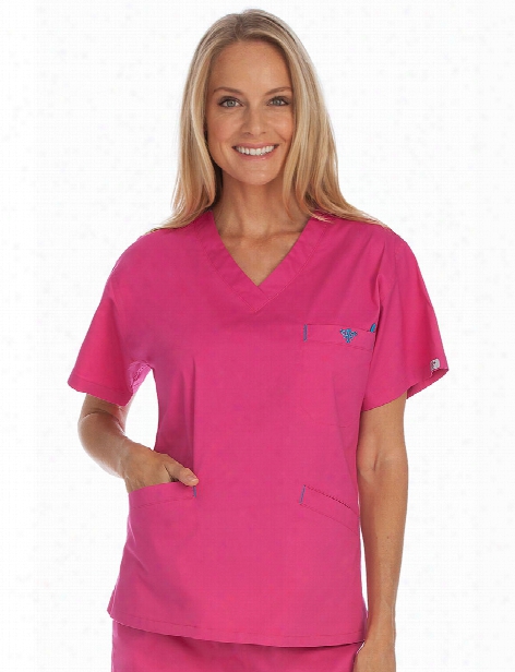 Med Couture Signature Scrub Top - Azalea-harbor Blue - Female - Women's Scrubs