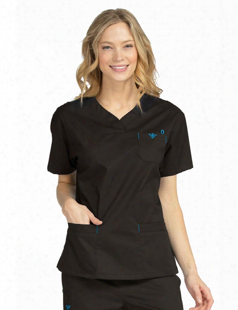 Med Couture Sport Neckline Scrub Top - Black-pacific - Female - Women's Scrubs