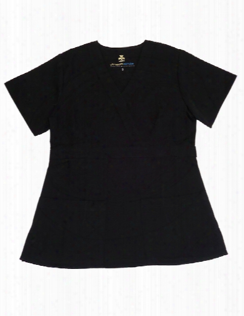 Natural Uniforms Ultrasoft Mock Wrap Scrub Top - Black - Female - Women's Scrubs