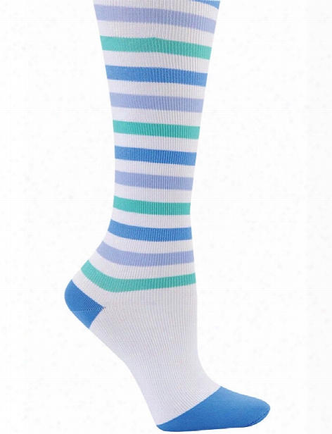 Nurse Mates Blue/purple/teal Stripe Compression Trouser Socks - Female - Women's Scrubs