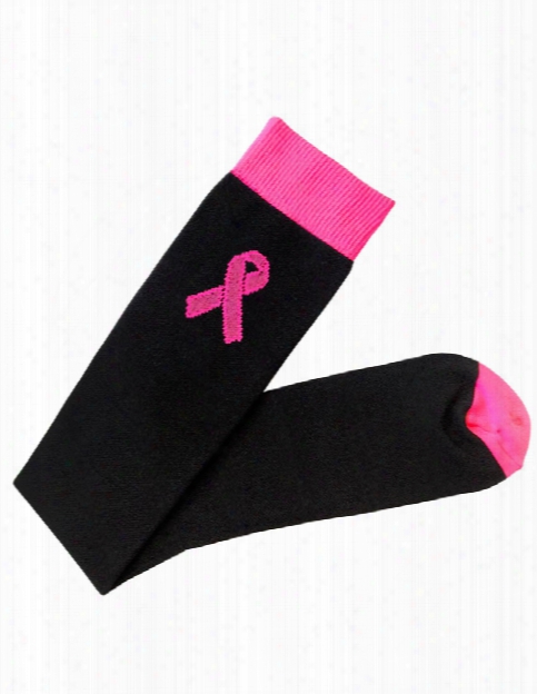 Prestige Medical Compression Socks - Neon Pink Ribbon - Unisex - Women's Scrubs