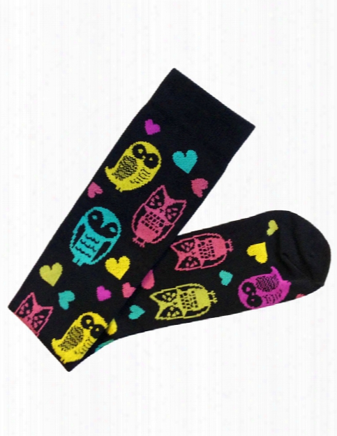 Prestige Medical Owl Compression Socks - Owls Black - Female - Women's Scrubs