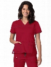 Adar Clearance Pop-Stretch Junior Fit V-Neck Scrub Top - Cardinal - unisex - Clearance