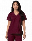 Adar Universal Mock Wrap Scrub Top - Burgundy-Burgundy - female - Women's Scrubs