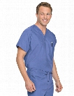 Landau Unisex Reversible V-Neck Scrub Top - Ceil Blue - unisex - Unisex