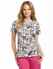 White Cross Best In Show Scrub Top - Print - female - Women's Scrubs