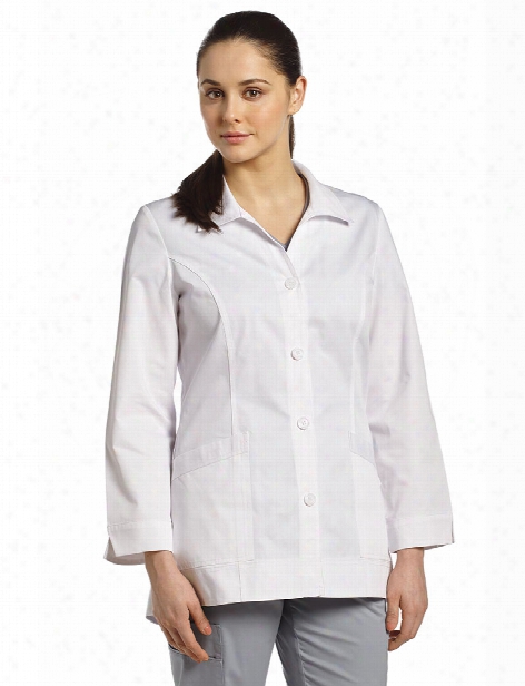 White Cross 4 Button Labcoat - White - Female - Women's Scrubs