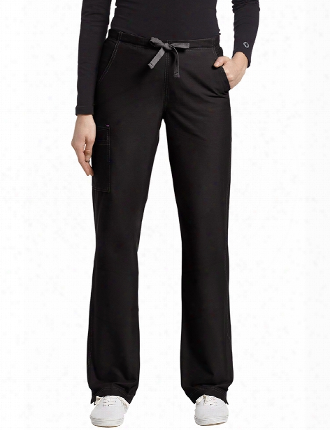 White Cross Allure Contrast Stitch Cargo Pocket Scrub Pant - Black - Female - Women's Scrubs