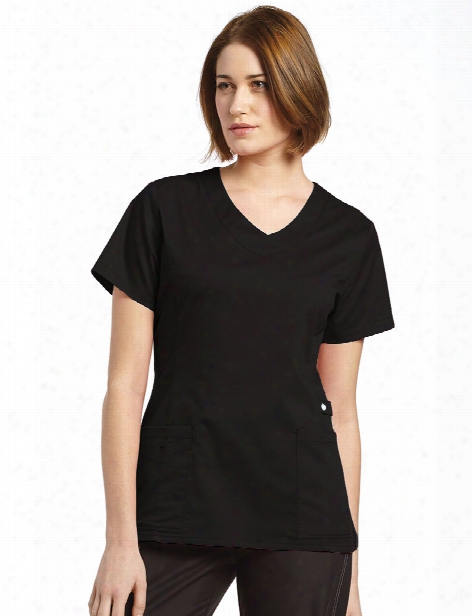 White Cross Allure Vneck Scrub Top - Black - Female - Women's Scrubs