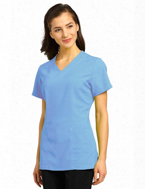 White Cross Clearance Oasis Stretch V-neck Scrub Top - Ceil Blue - Unisex - Clearance