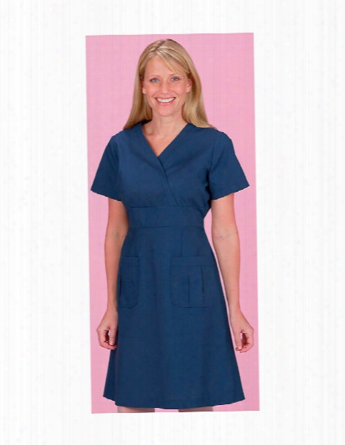 White Cross Empire Waist Dress - Navy - Female - Women's Scrubs