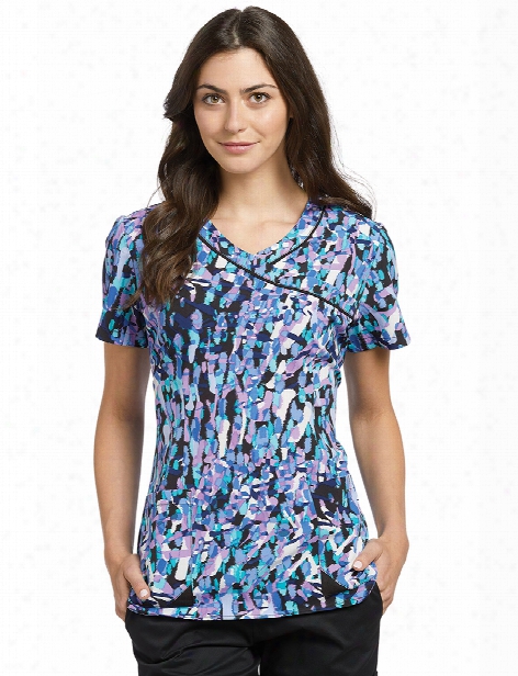 White Cross Finishing Touch Scrub Top - Print - Female - Women's Scrubs