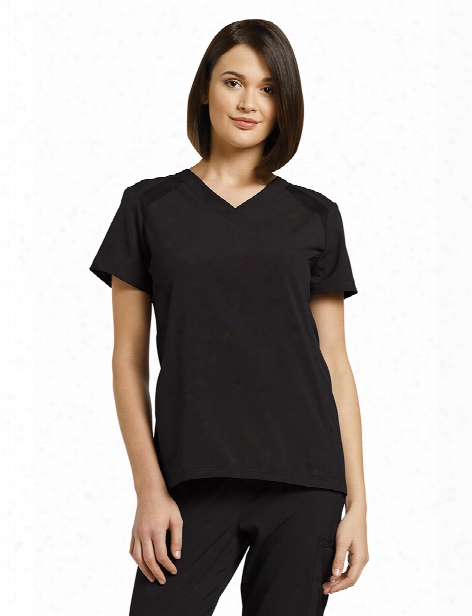 White Cross Fit Contrast V-neck Scrub Top - Black - Female - Women's Scrubs