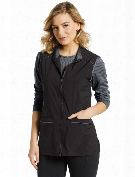 White Cross Fit Contrast Vest - Black - Female - Women's Scrubs