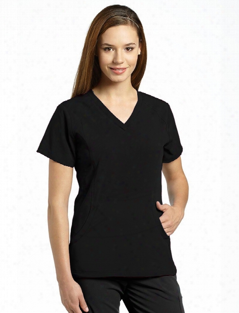 White Cross Marvella Sport Vneck Scrub Top - Black - Female - Women's Scrubs