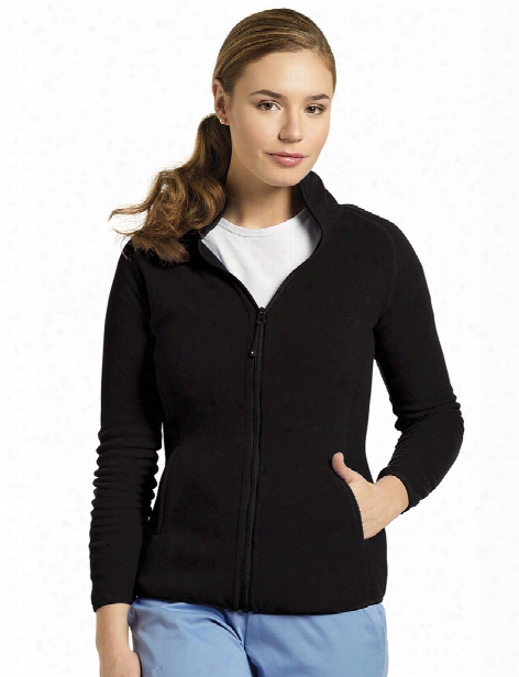 White Cross Polar Fleece Zip Jacket - Black - Female - Women's Scrubs