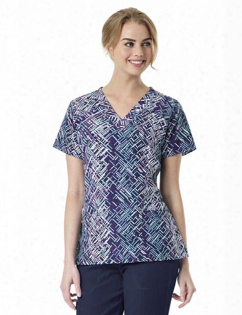 Wonderwink Four-stretch Cross Fire Scrub Top - Print - Female - Women's Scrubs