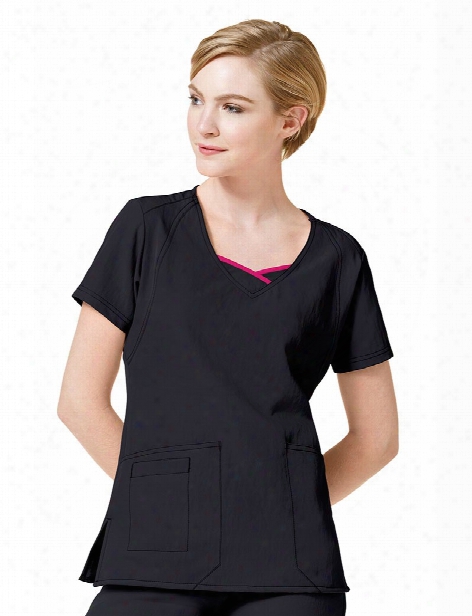 Wonderwink Four-stretch Curve-centric Fashion Scrub Top - Black - Female - Women's Scrubs