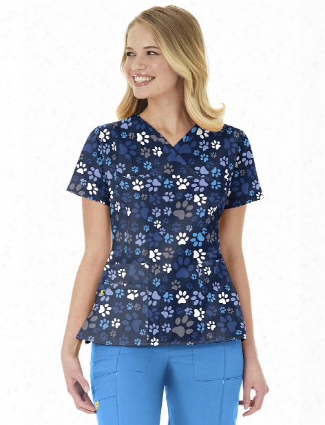 Wonderwink Four-stretch Doggy Lovin Scrub Top - Print - Female - Women's Scrubs