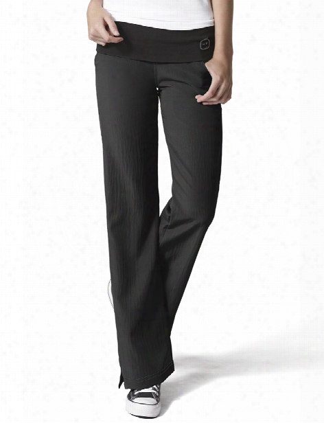 Wonderwink Four-stretch Fold Over Knit Waist Scrub Pant - Black - Female - Women's Scrubs