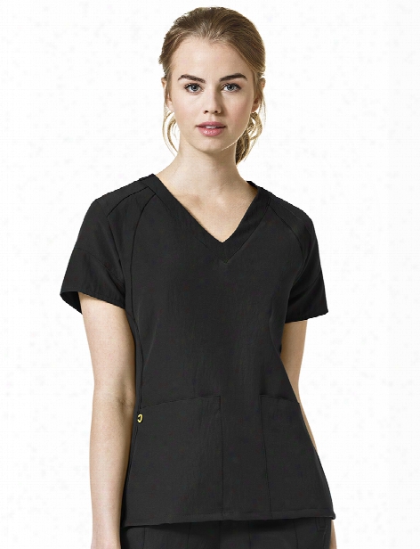 Wonderwink Four-stretch Multi-seam Sporty Scrub Top - Black - Female - Women's Scrubs