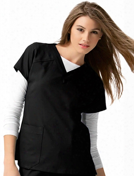 Wonderwink Four-stretch Sporty V-neck Scrub Top - Black - Female - Women's Scrubs