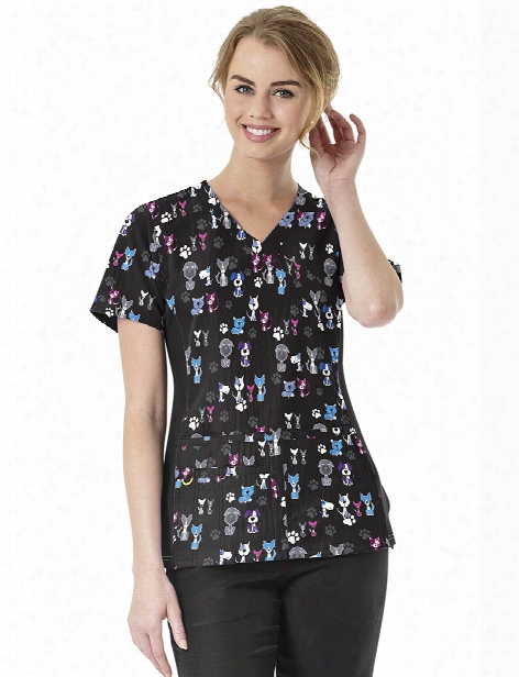 Wonderwink Four-stretch Wuff Waggin Scrub Top - Print - Female - Women's Scrubs