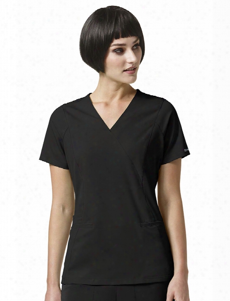 Wonderwink High Performance Axis Mock Wrap Scrub Top - Black - Female - Women's Scrubs