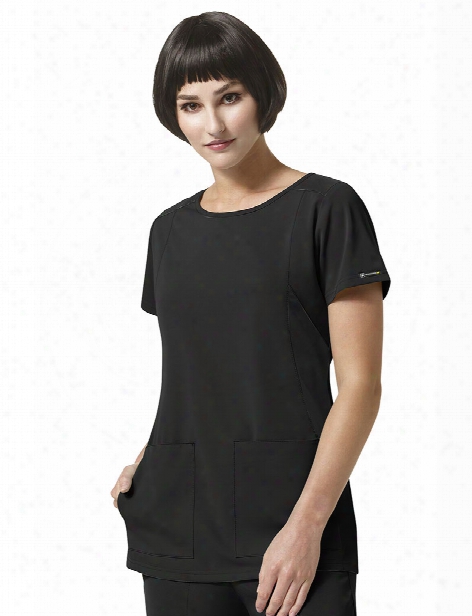 Wonderwink High Performance Neo Boat Neck Scrub Top - Black - Female - Women's Scrubs