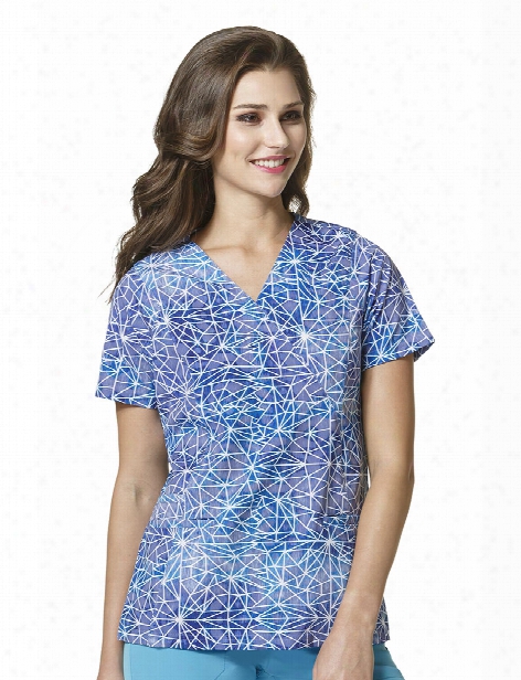 Wonderwink High Performance Stain Glass Mock Wrap Scrub Top - Print - Female - Women's Scrubs