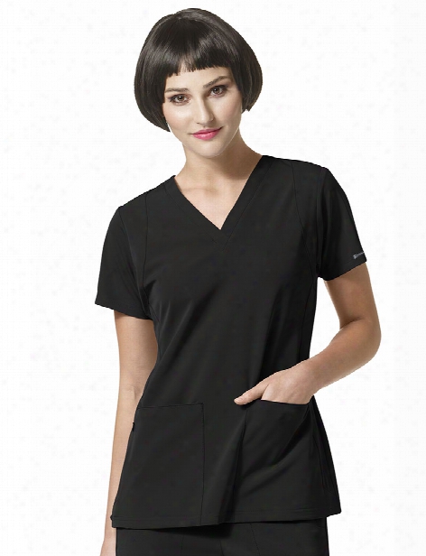 Wonderwink High Performance Sync V-neck Scrub Top - Black - Female - Women's Scrubs