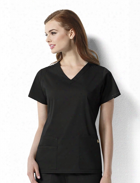 Wonderwink Next Charlotte V-neck Scrub Top - Black - Female - Women's Scrubs