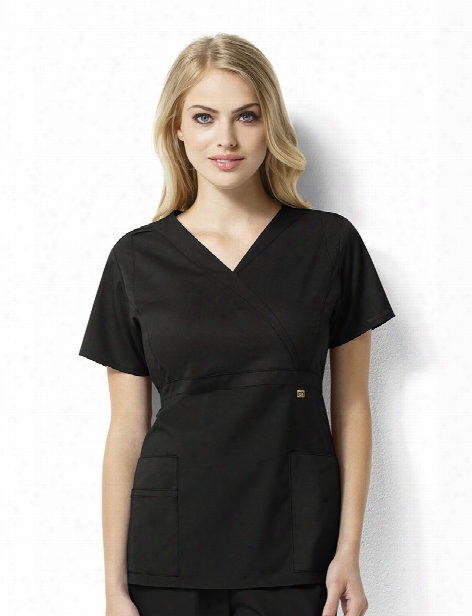 Wonderwink Next Elizabeth Mock Wrap Scrub Top - Black - Female - Women's Scrubs