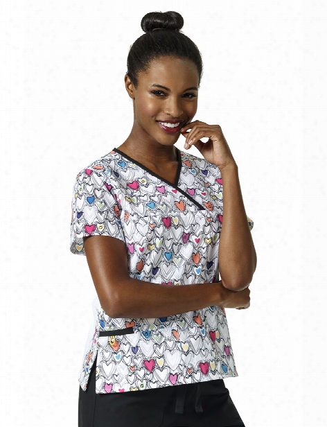 Wonderwink Origins Wink With Love Scrub Top - Print - Female - Women's Scrubs