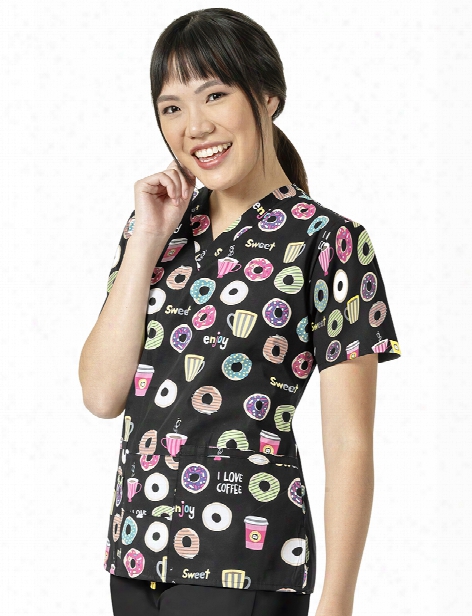 Wonderwink Origins Xoxo Scrub Top - Print - Female - Women's Scrubs