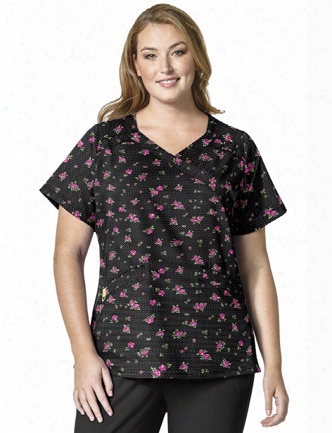 Wonderwink Plus Lady Belle Print Mock Wrap Scrub Top - Print - Female - Women's Scrubs