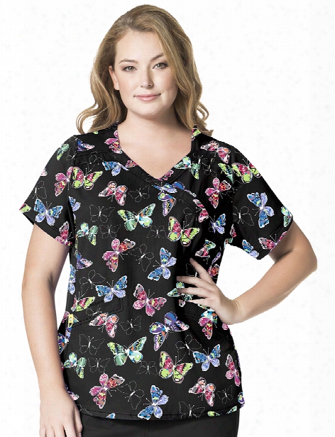 Wonderwink Plus Painted Ladies Scrub Top - Print - Female - Women's Scrubs