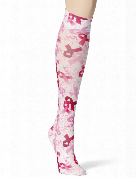 Wonderwink Print Compression Socks - Believe In Pink - Female - Women's Scrubs